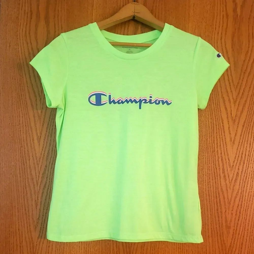 Neon Green Champion Youth T-Shirt Sz XL